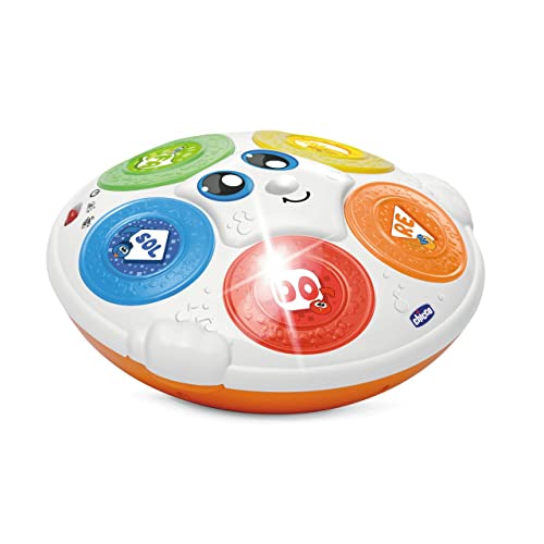 Chicco Harry el Tambor, Instrumentos Musicales para Niños, Juguete Educativo Electrónico, Tambor de Juguete, 2 Modos de Juego, 30+ Canciones y Sonidos, 5 Teclas y Luces, 6 Meses-3 Años