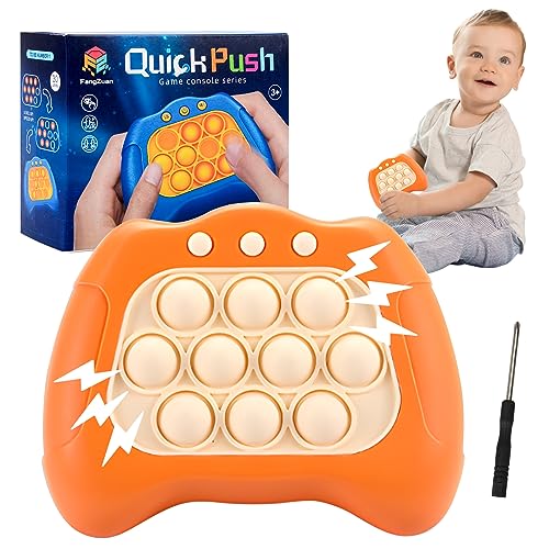 CHMMY Pop Fidget Game, Juguete Sensorial Electrónico, Juego de Puzzle de Empujar Burbujas con Luz, Juguete de Desarrollo Temprano, Juego de Descompresión para Viajar, Naranja