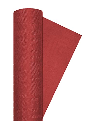 Ciao- Mantel de rollo de papel de damasco (120cm x 7m), rojo borgoña