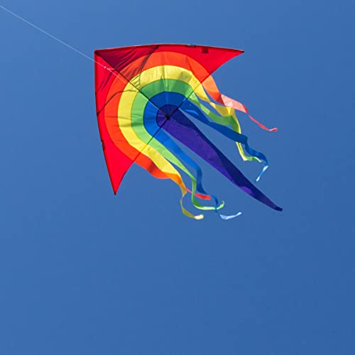 CIM Cometa - SUPERCOMETA Rainbow Delta XL - Cometa para niños Mayores de 6 años - 150 x 166 cm - Incluye Hilo de Cometa de 80 m y Colas a Rayas