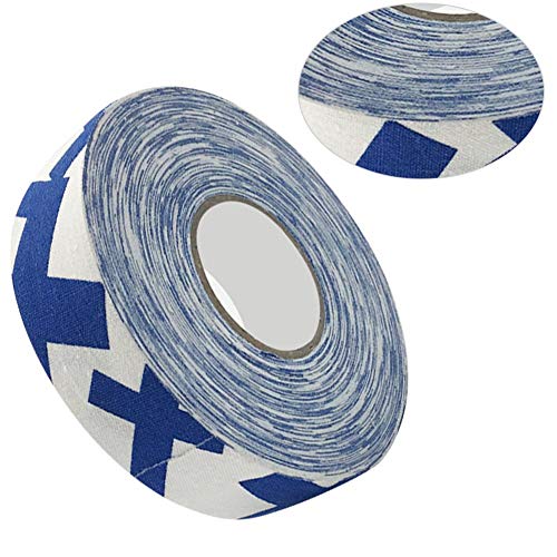 Cinta Protectora de Hockey, Tela de Algodón de Imitación 2.5cm x 25m Cinta Protectora de Hockey Puños de Hockey sobre Hielo Cintas Adhesivas(Signo más Azul)