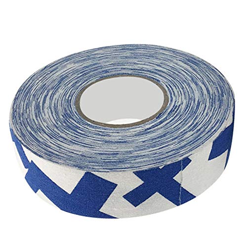 Cinta Protectora de Hockey, Tela de Algodón de Imitación 2.5cm x 25m Cinta Protectora de Hockey Puños de Hockey sobre Hielo Cintas Adhesivas(Signo más Azul)