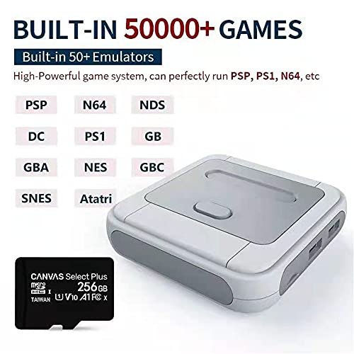 Classic Handheld Game Console, 256GB Retro Videojuegos Consolas con 2 gamepads, Emulador de Arcade de Salida HD de 4K TV, Sistemas duales, construidos en 50,000 Juegos, Soporte 5 Jugadores