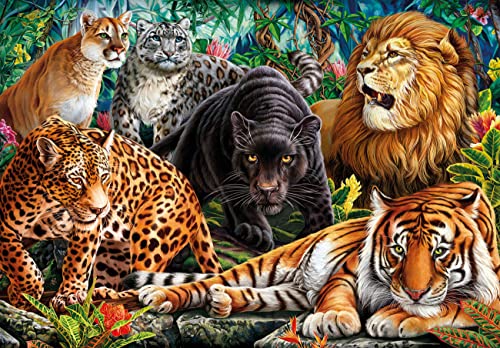 Clementoni Gatos 500pzs Does Not Apply 500 Piezas Animales, Wild Cats, felinos Salvajes, Puzzle Adulto(35126), Multicolor, M