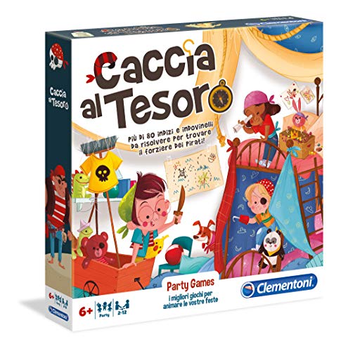 Clementoni - Party Games-Caza del Tesoro Juego de Mesa, Multicolor, 16153, 6-10 años