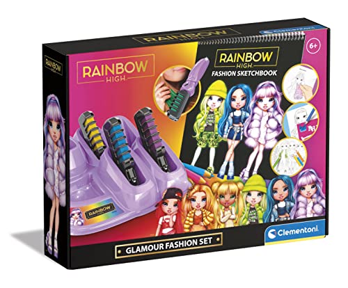 Clementoni Rainbow High-Kit Fashion-Juego Creativo 6 años (Italiano, Inglés, Francés, Alemán, Español, Holandés Y Polaco), Made In Italy, Multicolor (18738)