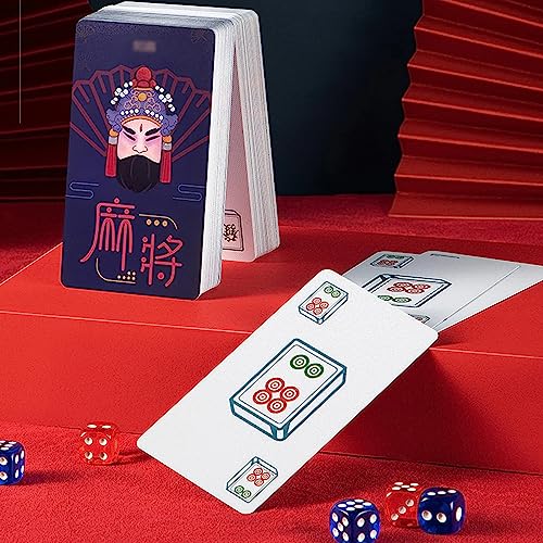 CLSMD Tarjetas De Mahjong Portátiles Tipo Solitario Mahjong Tarjetas De Plástico Mahjong Juego De Fichas De Mahjong para Viajes Fiesta Informal Multijugador