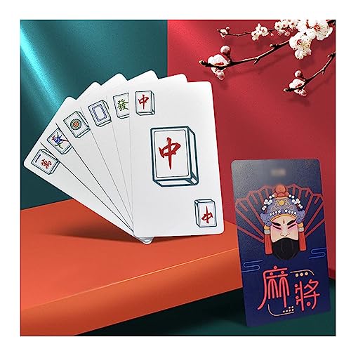 CLSMD Tarjetas De Mahjong Portátiles Tipo Solitario Mahjong Tarjetas De Plástico Mahjong Juego De Fichas De Mahjong para Viajes Fiesta Informal Multijugador