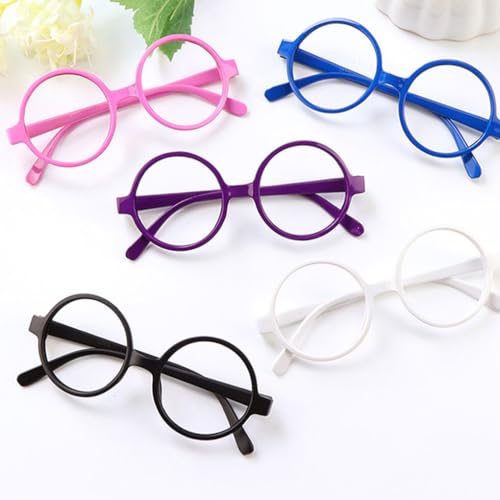 CLSSLVVBN Montura de Gafas Duradera para niños, Varios Estilos, para Disfraces de Navidad, Cosplay, Ajuste cómodo, Montura de Gafas ABS para la Escuela, Rosa