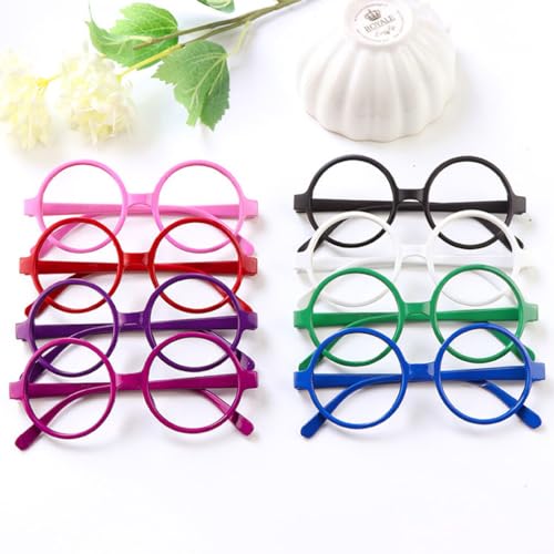 CLSSLVVBN Montura de Gafas Duradera para niños, Varios Estilos, para Disfraces de Navidad, Cosplay, Ajuste cómodo, Montura de Gafas ABS para la Escuela, Rosa