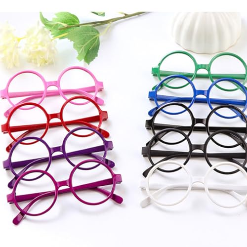 CLSSLVVBN Montura de Gafas Duradera para niños, Varios Estilos, para Disfraces de Navidad, Cosplay, Ajuste cómodo, Montura de Gafas ABS para la Escuela, Rosa