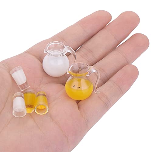 Cobee Juego de Tazas de Leche de Jugo en Miniatura, 6 Piezas, Mini casa de muñecas, Accesorios de Desayuno, Bebidas en Miniatura, Modelo de casa de muñecas, decoración de Cocina