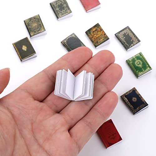 cobee Miniaturas Libros de casa de muñecas,24 Mini Libros Accesorios para casa de muñecas 1:12 Miniaturas Libros Decoración de casa de muñecas Accesorios para casa de muñecas Sala de Estudio(24 pcs)