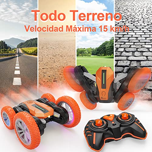 Coche Teledirigido Niños, Selvim Coche RC Acrobacia con Música y Luz LED, Mini Coches de Juguetes, Coche Radiocontrol Regalo Navidad Cumpleaños para 6 7 8 9 10 11 12 Años