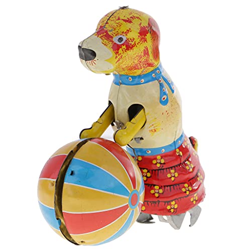 Colcolo Dog Winder Push Round Ball Retro Reloj de Hojalata Juguete de