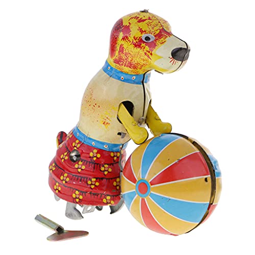 Colcolo Dog Winder Push Round Ball Retro Reloj de Hojalata Juguete de