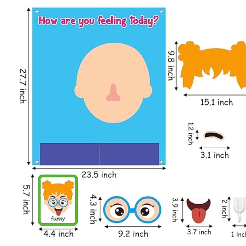 Colcolo Tablero de Fieltro DIY, Juguete de Aprendizaje Social y Emocional, Juegos de Caras Divertidas para Preescolar Express Emotion para niñas de 3 a 4, Estilo a