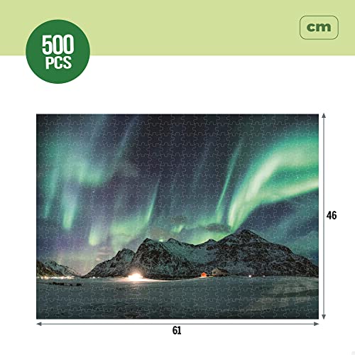 COLORBABY 46972 - Puzzle Aurora Boreal para adultos y niños 500 piezas / Puzzles originales, juegos en familia / Rompecabezas, juegos puzzles / Juguetes educativos