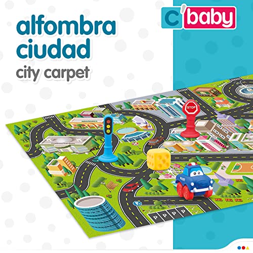 Colorbaby 49639 - Alfombra circuito coches infantil, tapete de juegos / Alfombras de juegos infantiles, alfombra para niños / Juguetes para niños, incluye accesorios blandos