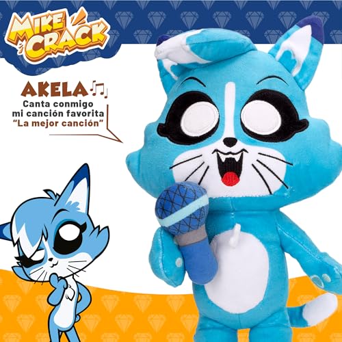 COLORBABY Mikecrack, Peluche Interactivo, Gatita Akela, con música, Grabación y reproducción de Voz, Juguete Personaje Youtube, 29 cm, Canta La Mejor canción, Repite lo Que Dices (85424)