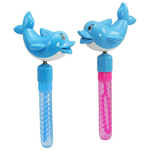 COM-FOUR® 4X Palos de Burbujas con Delfines y Patos - Juego de Burbujas de Tema Genial para cumpleaños de niños - Burbujas de Fiesta [La selección varía] (04 Piezas - delfín/Pato)