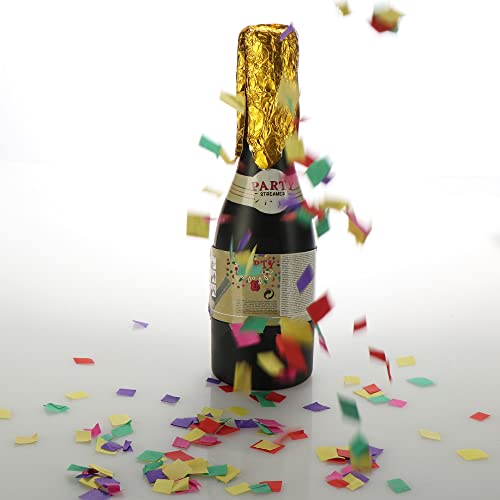 COM-FOUR® 4x Shooter Party Popper Champagne - Cañón de confeti para la víspera de Año Nuevo, fiestas, cumpleaños (4 piezas - botella de champagne)