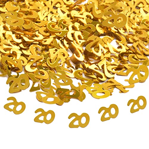 Confeti cumpleaños 20, oro confeti número 20 confeti 15g, para cumpleaños bodas aniversario fiesta decoraciones