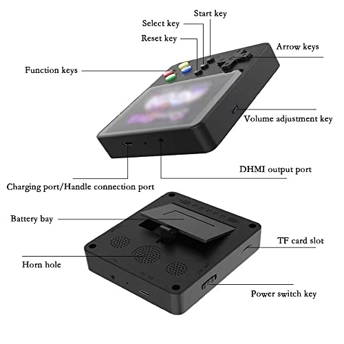 Consola portátil, Consola FC clásica, 500 Juegos, Pantalla de Color, Soporte para la expansión de la Tarjeta TF (Negro)