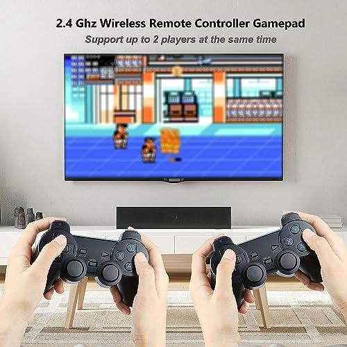 Consola retro, salida HDMI 4K, plug-and-play con dos controladores inalámbricos 2,4 G, 9 emuladores clásicos, 20000 juegos clásicos integrados (64G)