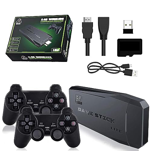 Consola retro, salida HDMI 4K, plug-and-play con dos controladores inalámbricos 2,4 G, 9 emuladores clásicos, 20000 juegos clásicos integrados (64G)