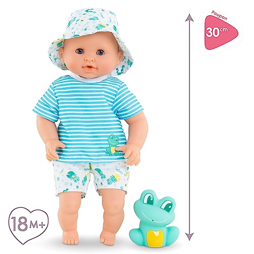 Corolle - Muñeco marin baño, 30 cm, optimo para jugar en el agua, fácil secado, para niños a partir de 18 meses, color aqua (9000100530)