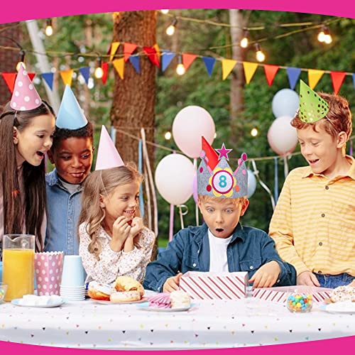 Corona Cumpleaños 1 Año con 9 Números Intercambiables - De 1 a 9 Años - Velcro Resistente - Quita y Pon - Tela sin Durezas, Gorro Infantil, Corona Primer Cumpleaños Niño, Niña y bebe, Rosa