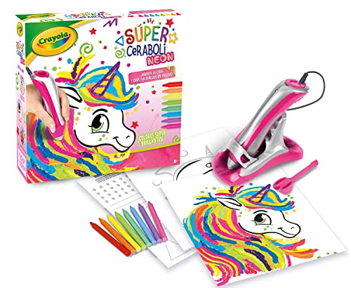 CRAYOLA- Super Ceraboli Unicornio Neón, Juego para Derretir los Lápices de Cera y Crear Dibujos en Relieve, Actividad Creativa y Regalo para Niños, a Partir de 8 Años, 25-0509