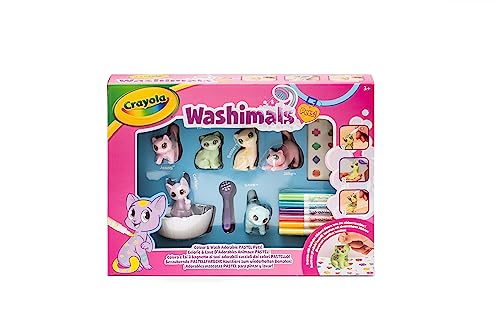 CRAYOLA - Washimals Pets - Kit Actividades con pegatinas de colores pastel para colorear y bañar a los cachorros, juego y regalo para niños, a partir de 3 años, 74-7515