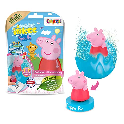 CRAZE INKEE Pack 3 Bombas de Baño Infantiles de Peppa Pig con Regalo Sorpresa figurita de Peppa Pig para Bañera 46258