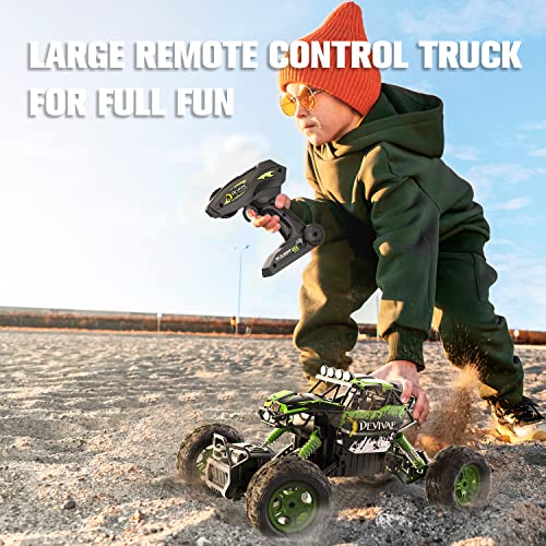 CROBOLL Camión Monstruo RC 1:12 para niños con función de elevación Mejorada, 4WD Off-Road RC Rock Crawler, Coche RC más Grande, 2.4GHz Todo Terreno RC camión para niña (Verde)