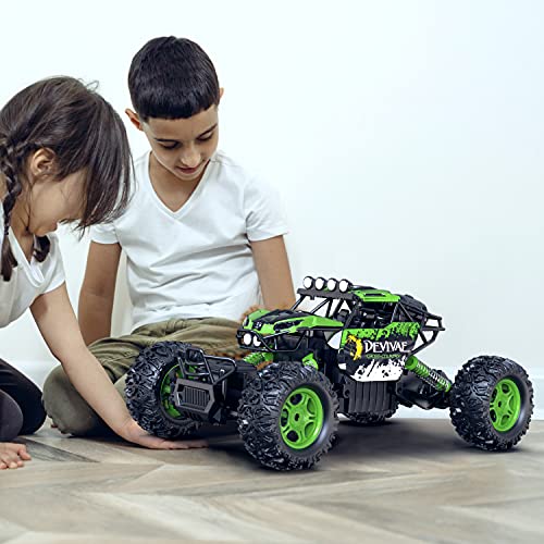 CROBOLL Camión Monstruo RC 1:12 para niños con función de elevación Mejorada, 4WD Off-Road RC Rock Crawler, Coche RC más Grande, 2.4GHz Todo Terreno RC camión para niña (Verde)