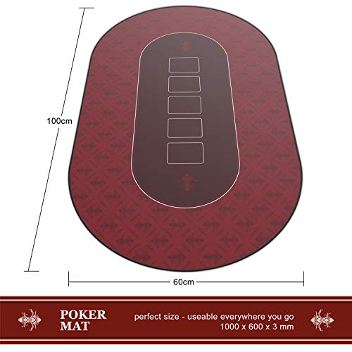 CSL – Alfombrilla de póker de 1000 x 600 - Alfombra de póker - Formato XXL - Tapete de Poker - Propia Mesa de póker – Antideslizante – Lavable - Rojo