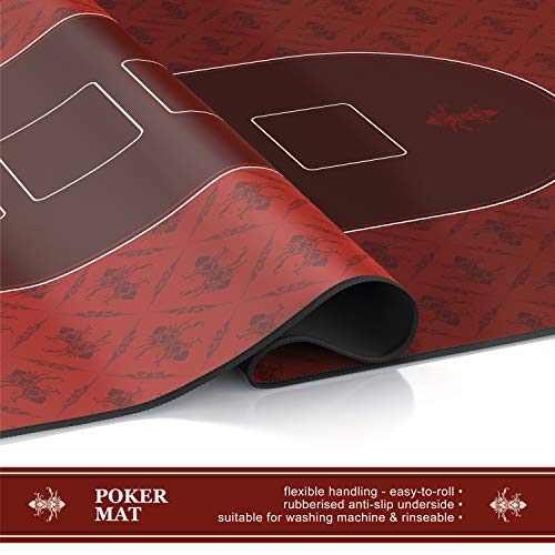 CSL – Alfombrilla de póker de 1000 x 600 - Alfombra de póker - Formato XXL - Tapete de Poker - Propia Mesa de póker – Antideslizante – Lavable - Rojo