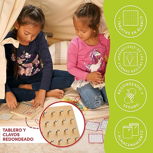 CUBIDI® Original Geoboard | Forme innumerables Figuras en el Tablero | Juguetes educativos de Madera para Promover el Pensamiento Espacial |