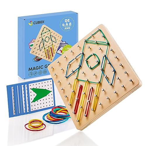 CUBIDI® Original Geoboard | Forme innumerables Figuras en el Tablero | Juguetes educativos de Madera para Promover el Pensamiento Espacial |