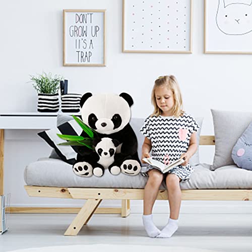 Cuddlekins Panda Peluche Panda Oso con ramita de bambú panda de peluche esponjoso de peluche panda de peluche de peluche Panda Anime Panda Muñeca de dibujos animados Panda Cojín de peluche para niños