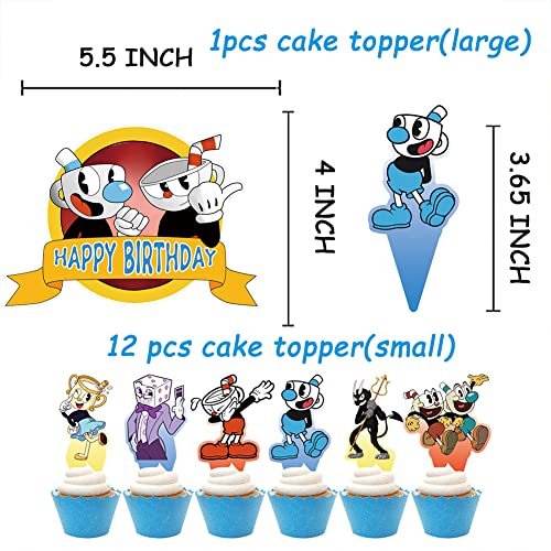 Cuphead Palloncini Decorazione,34PCS Cuphead Compleanno Palloncini, Cuphead Addobbi Festa Compleanno Striscioni Di Buon Compleanno Decorazione Per Torta Palloncino Per Bambini Feste Di Forniture