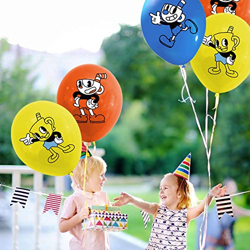 Cuphead Palloncini Decorazione,34PCS Cuphead Compleanno Palloncini, Cuphead Addobbi Festa Compleanno Striscioni Di Buon Compleanno Decorazione Per Torta Palloncino Per Bambini Feste Di Forniture