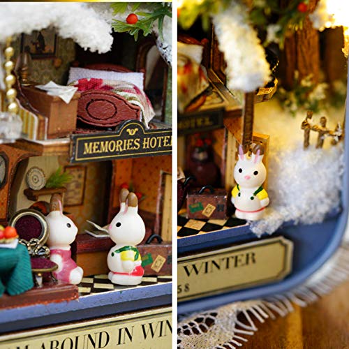 Cuteefun Casa Miniatura para Montar DIY Adultos, Mini Teatro Hecho a Mano en Caja, Regalos Artesanales Creativos para Mujeres (Winter Life)