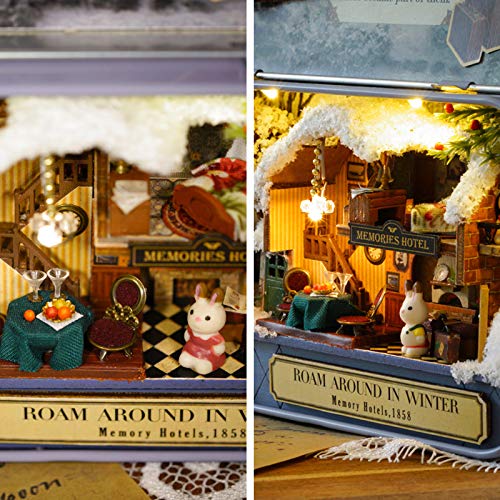 Cuteefun Casa Miniatura para Montar DIY Adultos, Mini Teatro Hecho a Mano en Caja, Regalos Artesanales Creativos para Mujeres (Winter Life)