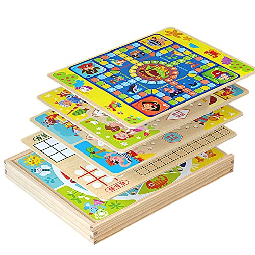 cypreason Mesa multijuego 9 en 1 | Centro Damas Mesa Madera portátil - Juegos Viaje empaquetados Juegos Mesa clásicos para niños