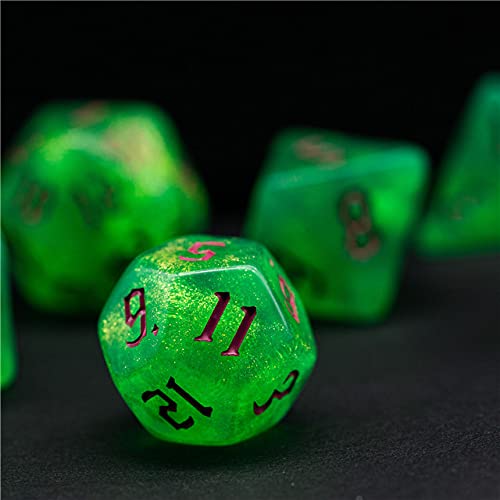 Dados de monstruo de ojos verdes dados de brujo dados poliédricos D&D dados para mazmorras y dragones y tablero RPG