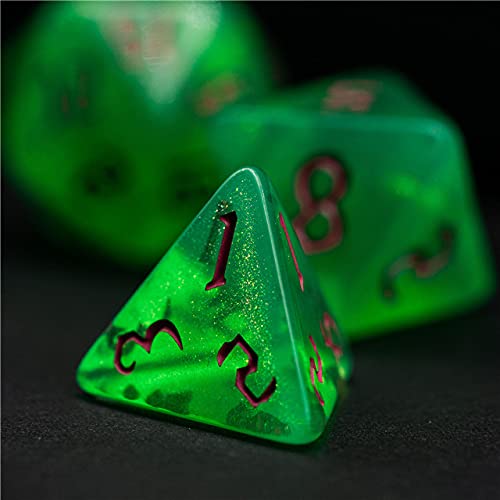 Dados de monstruo de ojos verdes dados de brujo dados poliédricos D&D dados para mazmorras y dragones y tablero RPG