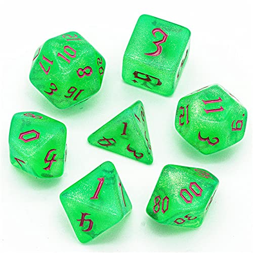 Dados de monstruo de ojos verdes dados de brujo dados poliédricos D&D dados para mazmorras y dragones y tablero RPG